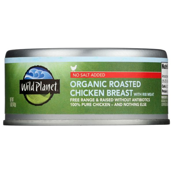 WILD PLANET: Organic Roasted Chicken Breast With Rib Meat No Salt Added, 5 oz