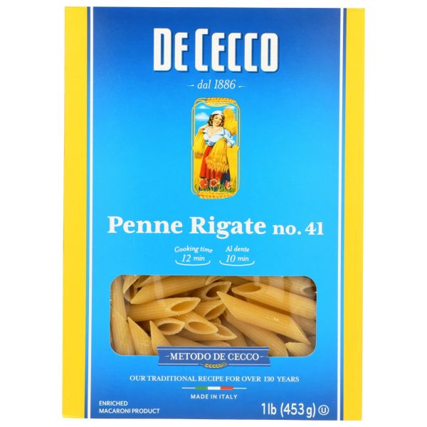 DE CECCO: Penne Rigate No 41 Pasta, 16 oz