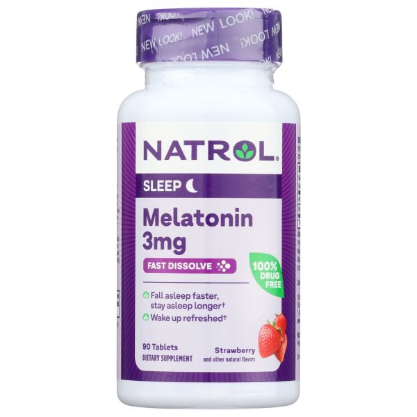 NATROL: Melatonin Fast Dissolve Strawberry Tablets 3mg, 90 tb