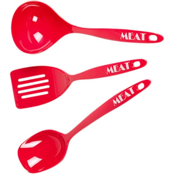 KOSHER CONFUSION ENDERS: Melamine 3pc Set Red Meat, 1 ea