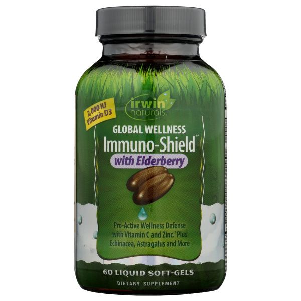 IRWIN NATURALS: Global Wellness Immuno Shield With Elderberry, 60 sg