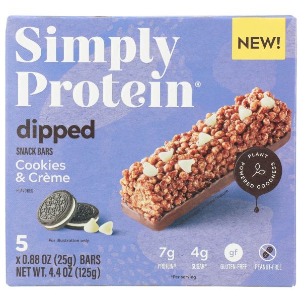 SIMPLYPROTEIN: Cookies and Creme Dipped Bar, 4.4 oz