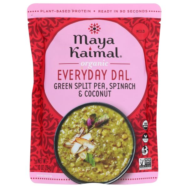 MAYA KAIMAL: Green Split Pea Spinach and Coconut Organic Everyday Dal, 10 oz