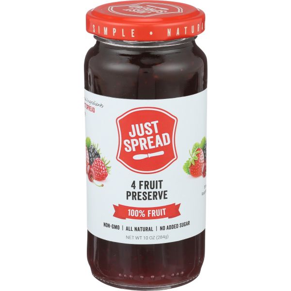 JUST SPREAD: Four Fruit Preserve, 10 oz