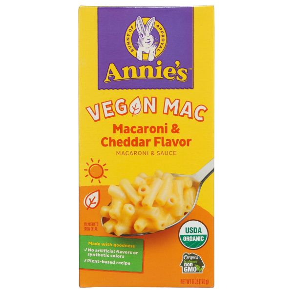 ANNIES HOMEGROWN: Vegan Macaroni and Cheddar, 6 oz