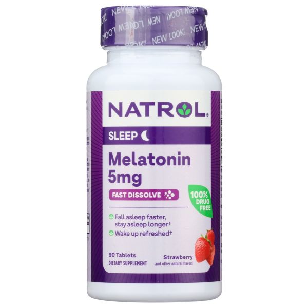 NATROL: Melatonin Fast Dissolve Strawberry Tablets 5mg, 90 tb