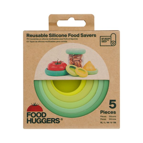 FOOD HUGGERS: Sage Green Reusable Silicone Food Savers, 5 pc