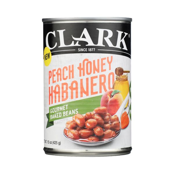 CLARK FOODS: Peach Honey Habanero Gourmet Baked Beans, 15 oz