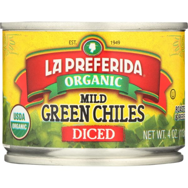 LA PREFERIDA: Organic Diced Green Chiles Mild, 4 oz