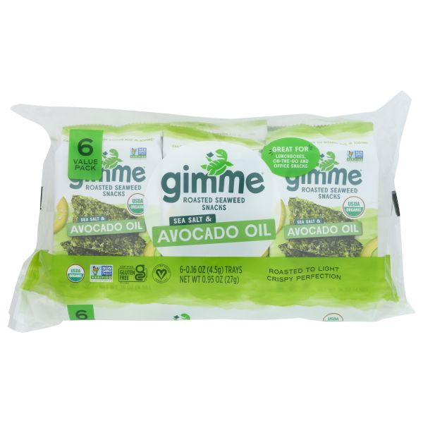 GIMME: Sea Salt and Avocado Oil Seaweed Snacks 6Pk, 0.95 oz