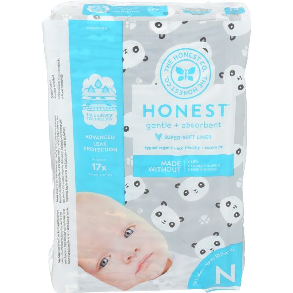 THE HONEST COMPANY: Diaper Pandas Size NB, 32 pk