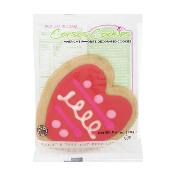 CORSOS COOKIES: Red Heart Decorated Cookie, 2.5 oz