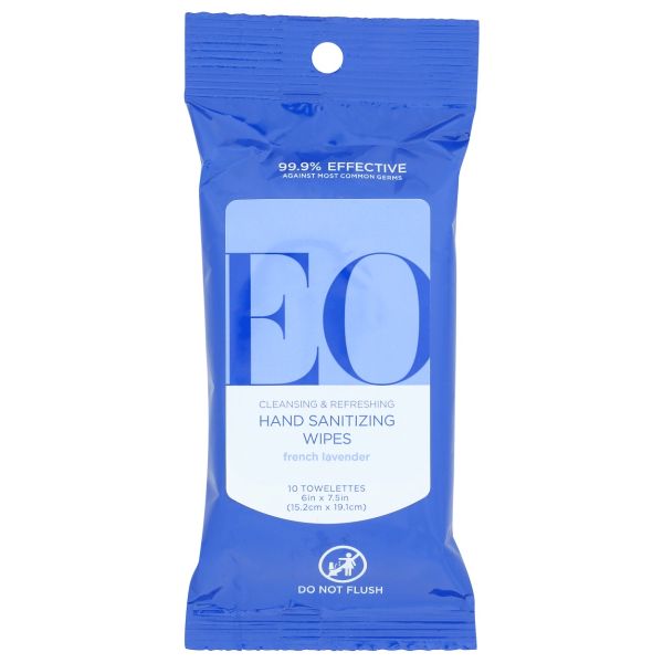 EO: Resealable Hand Sanitizer Wipes Lavender, 1 ea