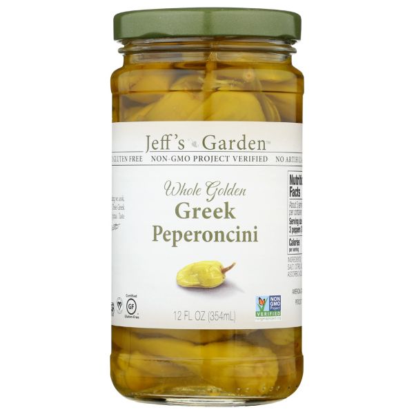 JEFFS GARDEN: Whole Golden Greek Peperoncini, 12 oz