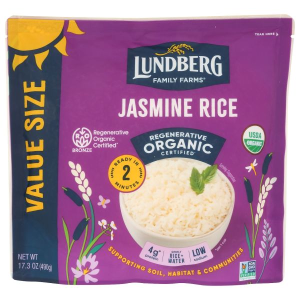 LUNDBERG: Regenerative Organic Certified 2 Minute Jasmine Rice, 17.3 oz