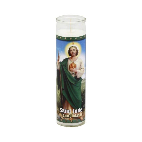 ST JUDE: San Judas White Candle, 1 ea