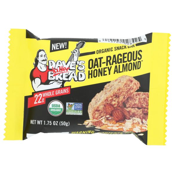 DAVES KILLER BREAD: Organic Oat-Rageous Honey Almond Bar, 1.75 oz