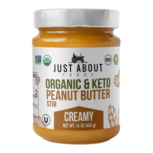 JUST ABOUT FOODS: Organic Creamy Peanut Butter, 16 oz