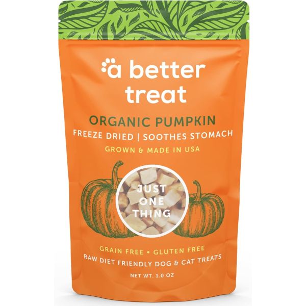 A BETTER TREAT: Freeze Dried Raw Organic Pumpkin Dog and Cat Treats, 3 oz