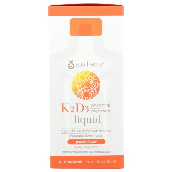 YOUTHEORY: K2D3 Liquid Peach Flavor, 12 fo