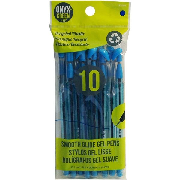 ONYX & GREEN: Hybrid Oil-Based Blue Ink Pens, 10 pc