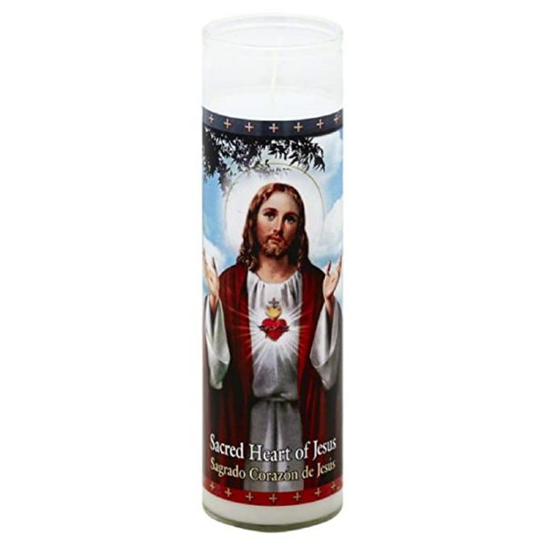 ST JUDE: White Sacred Heart Of Jesus Candle, 1 ea