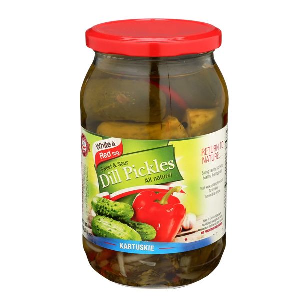 WHITE & RED FLAG: Sweet & Sour Dill Pickles, 31.8 oz