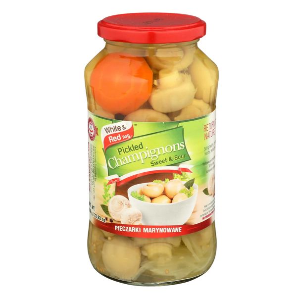 WHITE & RED FLAG: Pickled Champignons, 22.93 oz