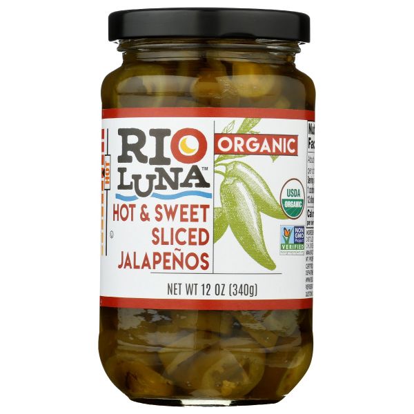 RIO LUNA: Organic Hot & Sweet Sliced Jalapenos, 12 oz