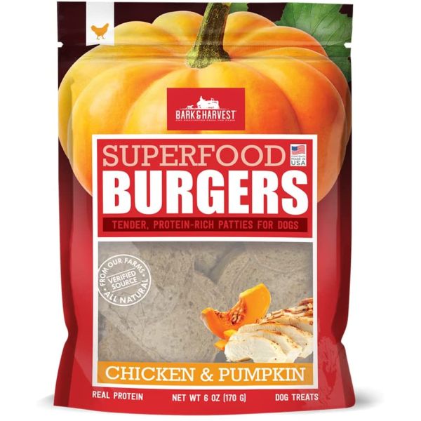 BARK AND HARVEST: Chicken & Pumpkin Superfood Burgers, 6 oz