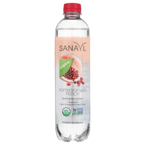 SANAVI: Pomegranate Peach Sparkling Spring Water, 17 fo