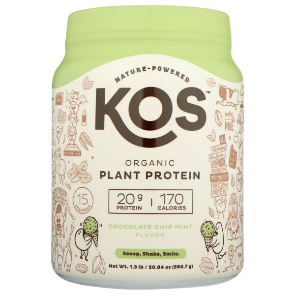 KOS: Chocolate Chip Mint Organic Plant Protein, 20.84 oz