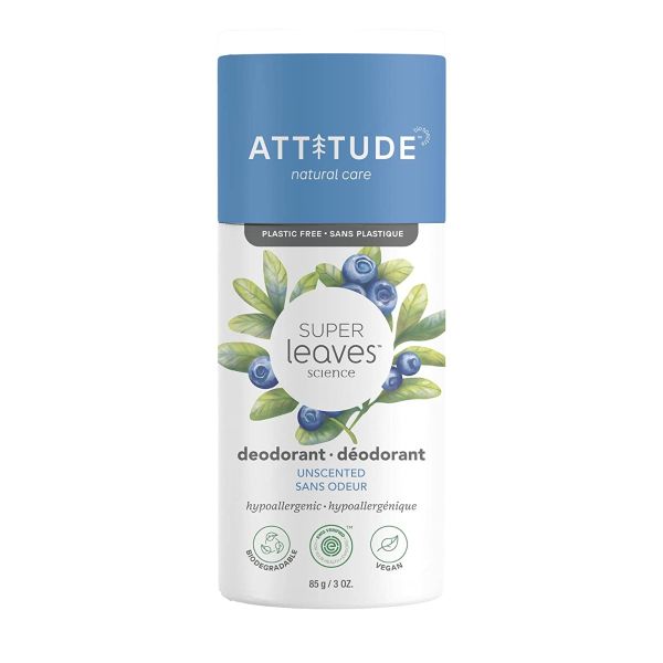 ATTITUDE: Super Leaves Unscented Deodorant, 3 oz