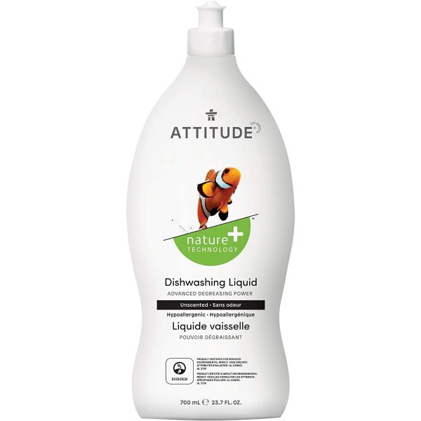 ATTITUDE: Unscented Dishwashing Liquid Detergent, 23.7 fo