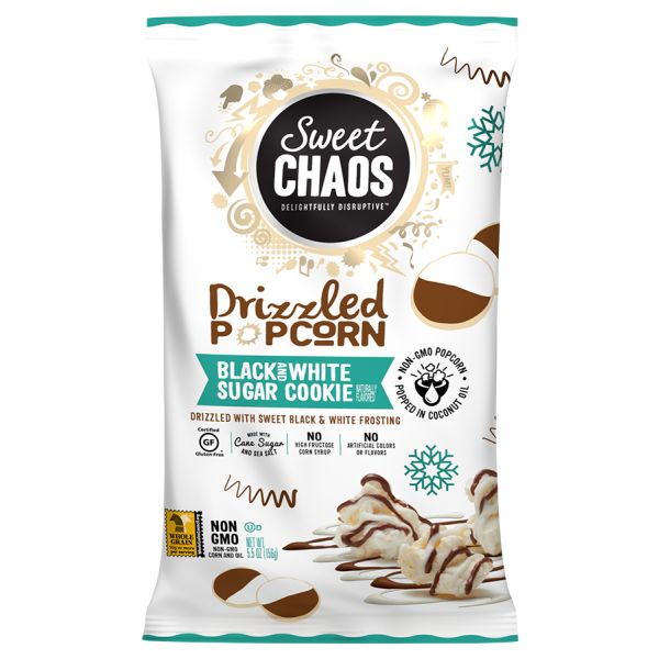 SWEET CHAOS: Black And White Sugar Cookie Drizzled Popcorn, 5.5 oz