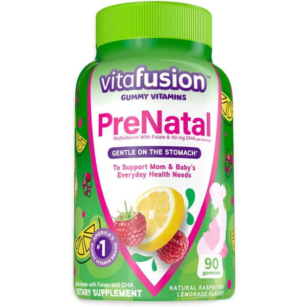 VITAFUSION: PreNatal Raspberry & Lemonade Flavored Gummy Pregnancy Vitamins, 90 ea