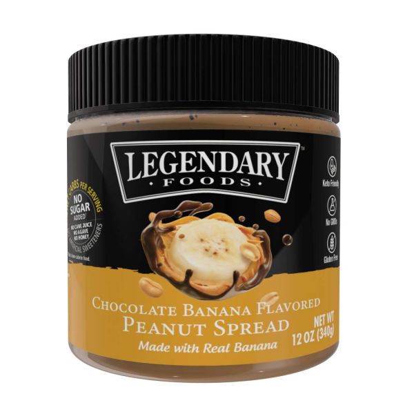 LEGENDARY FOODS: Chocolate Banana Flavored Peanut Spread, 12 oz