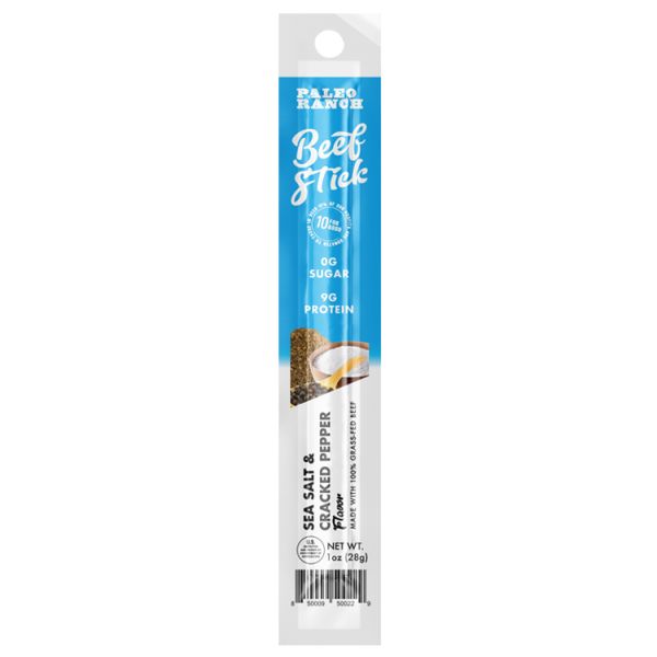 PALEO RANCH: Sea Salt & Cracked Pepper Beef Sticks, 1 oz