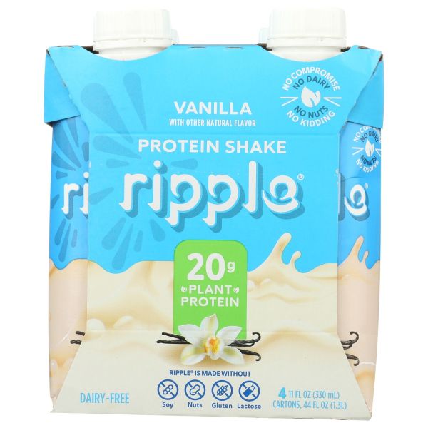 RIPPLE: Plant Protein RTD 4Pk Vanilla, 44 fo