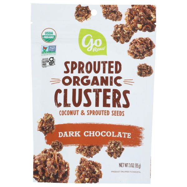 GO RAW: Clusters Chocolate Dark, 3 OZ