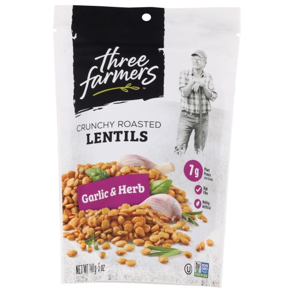 THREE FARMERS FOODS INC: Garlic and Herb Roasted Lentils, 140 gm