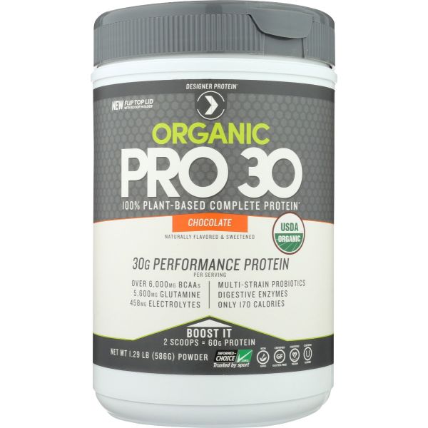 DESIGNER PROTEIN WHEY: Pro30 Plant Choc Org, 1.29 lb