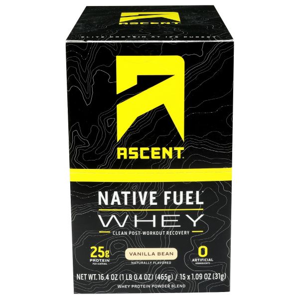 ASCENT: Whey Prtn Vanilla Bean 15Pk, 6 oz