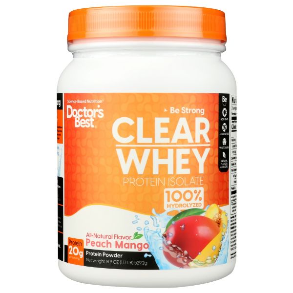 DOCTORS BEST: Clear Whey Protein Isolate Peach Mango, 529.2 gm