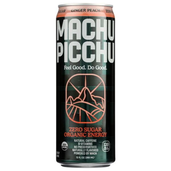 MACHU PICCHU: Craft Organic Energy Series Zero Sugar Ginger Peach, 12 fo