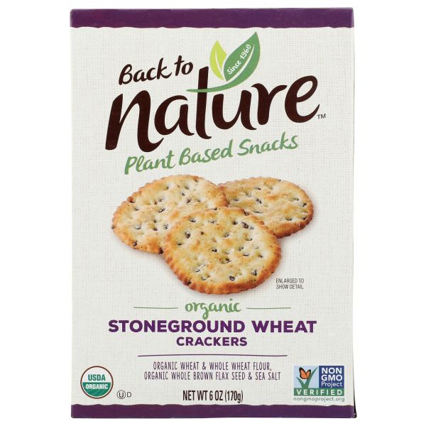 BACK TO NATURE: Organic Stoneground Wheat Crackers, 6 oz