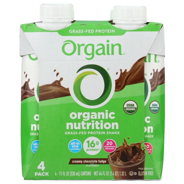 ORGAIN: Organic Nutrition Shake Creamy Chocolate Fudge 4Pk, 44 fo