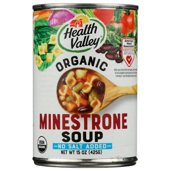 HEALTH VALLEY: Minestrone No Salt Added Soup, 15 oz