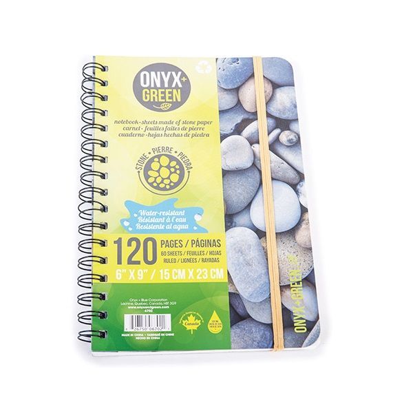 ONYX & GREEN: Notebook 6X9 Stone Paper With Elastic Closure, 1 ea