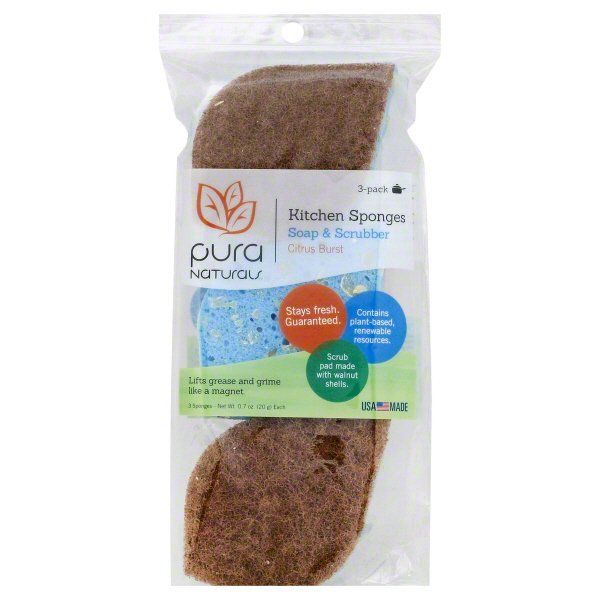 PURA: Sponge Srub Leaf With Soap 3 Pack, 3.3 oz